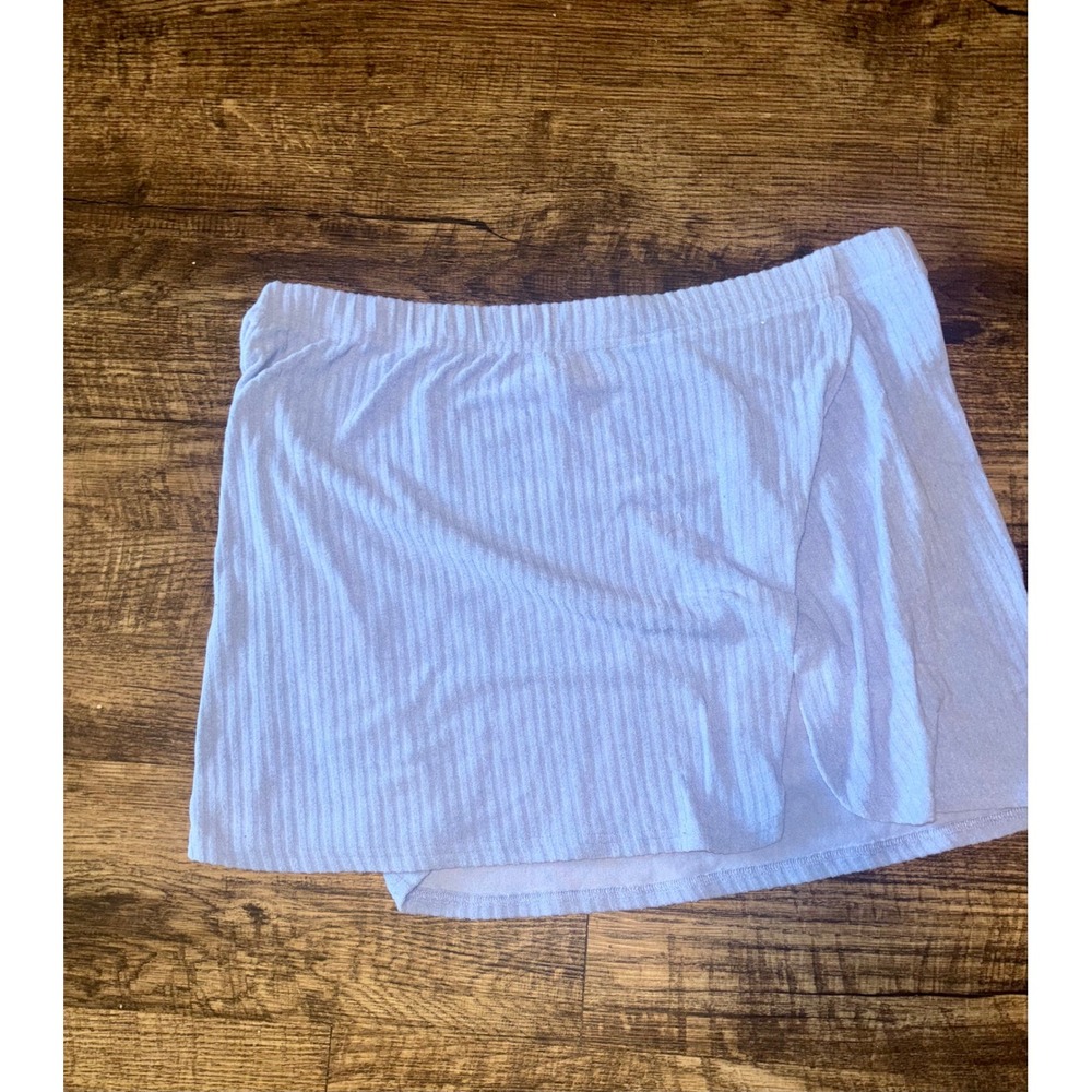 Abercrombie & Fitch Light Blue Ribbed Wrap Front Skort Mini Skirt Large